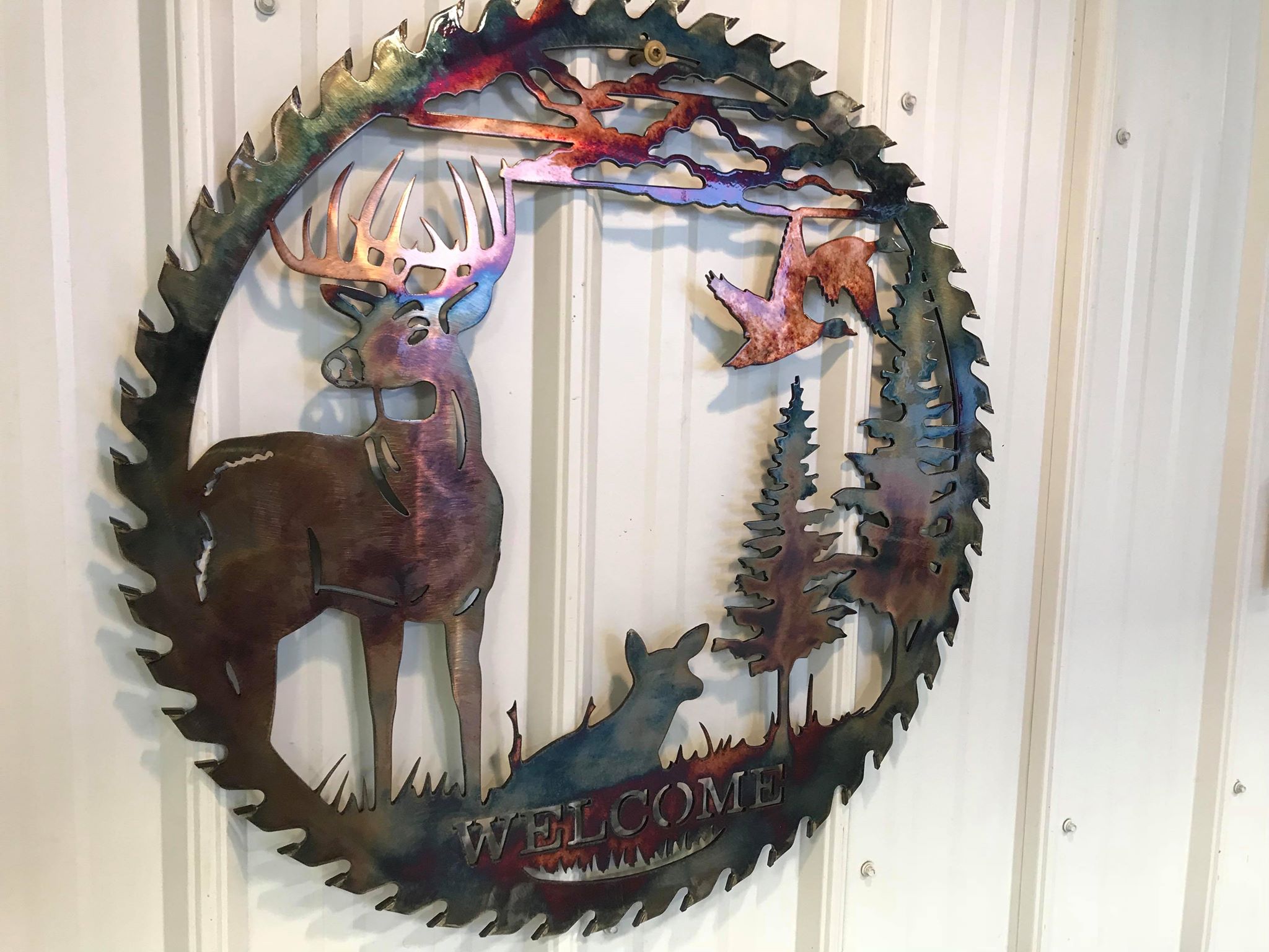 Sawblade Metal Art 12 Point Welcome - Metal Decor Studios